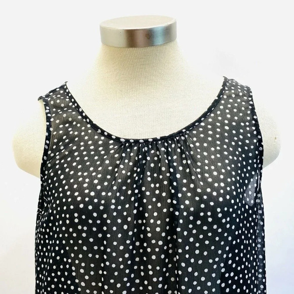 CASLON Women Sleeveless Pullover Polka-Dots Sheer Casual Shirt Top Size Medium - Picture 2 of 12